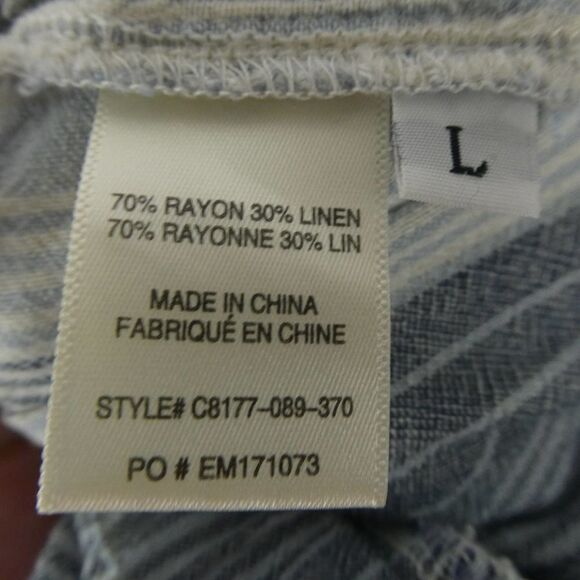 Cloth & Stone Rayon Linen Striped Jumpsuit Drawstring Sleeveless Large Blue - Picture 7 of 11